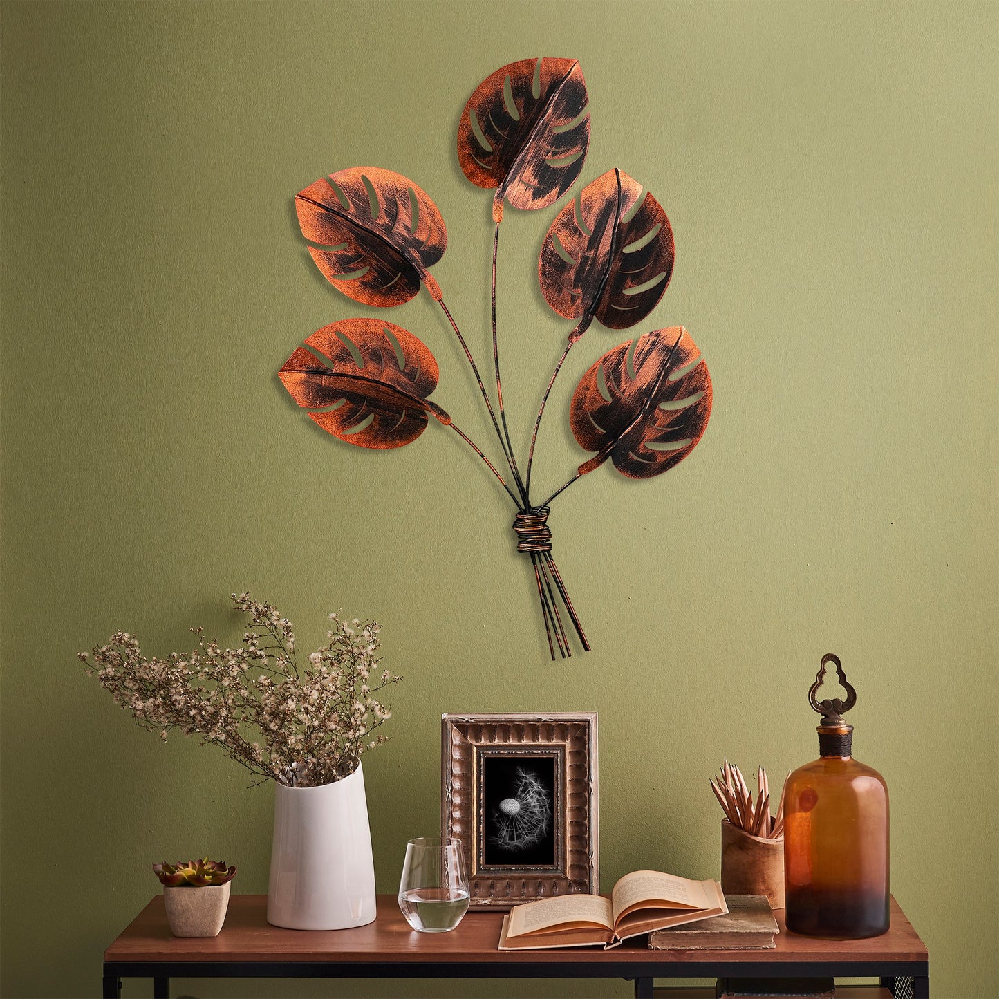 Metalna zidna dekoracija Monstera 2 - Copper