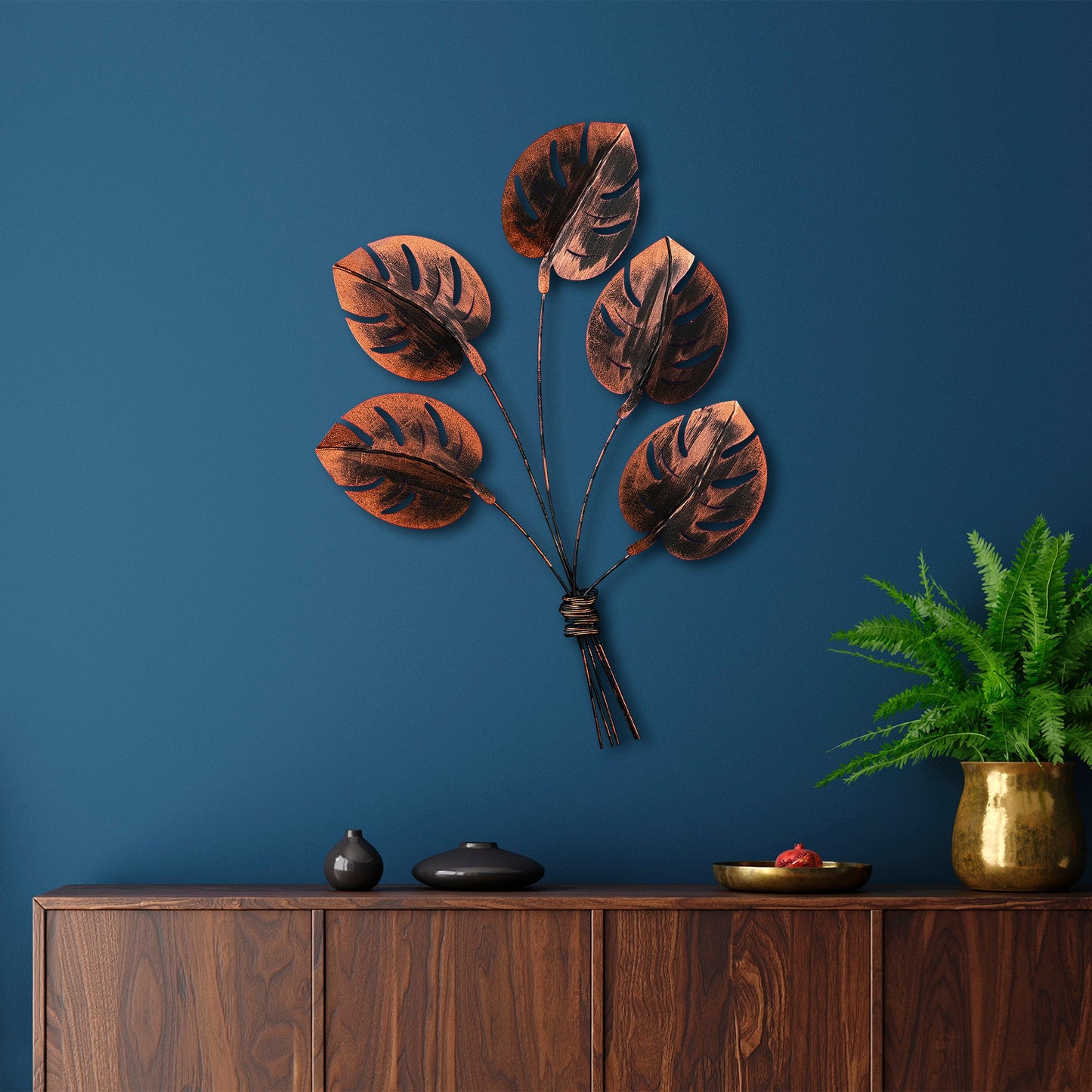 Metalna zidna dekoracija Monstera 2 - Copper