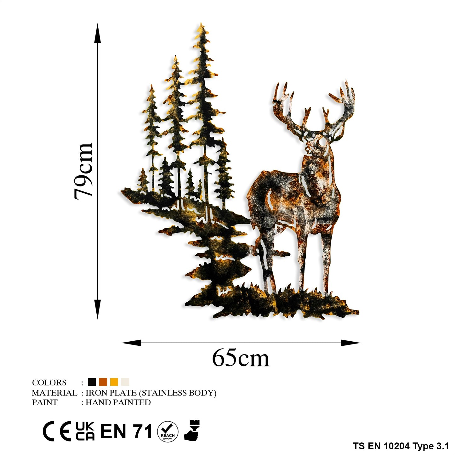 Metalna zidna dekoracija Deer 3