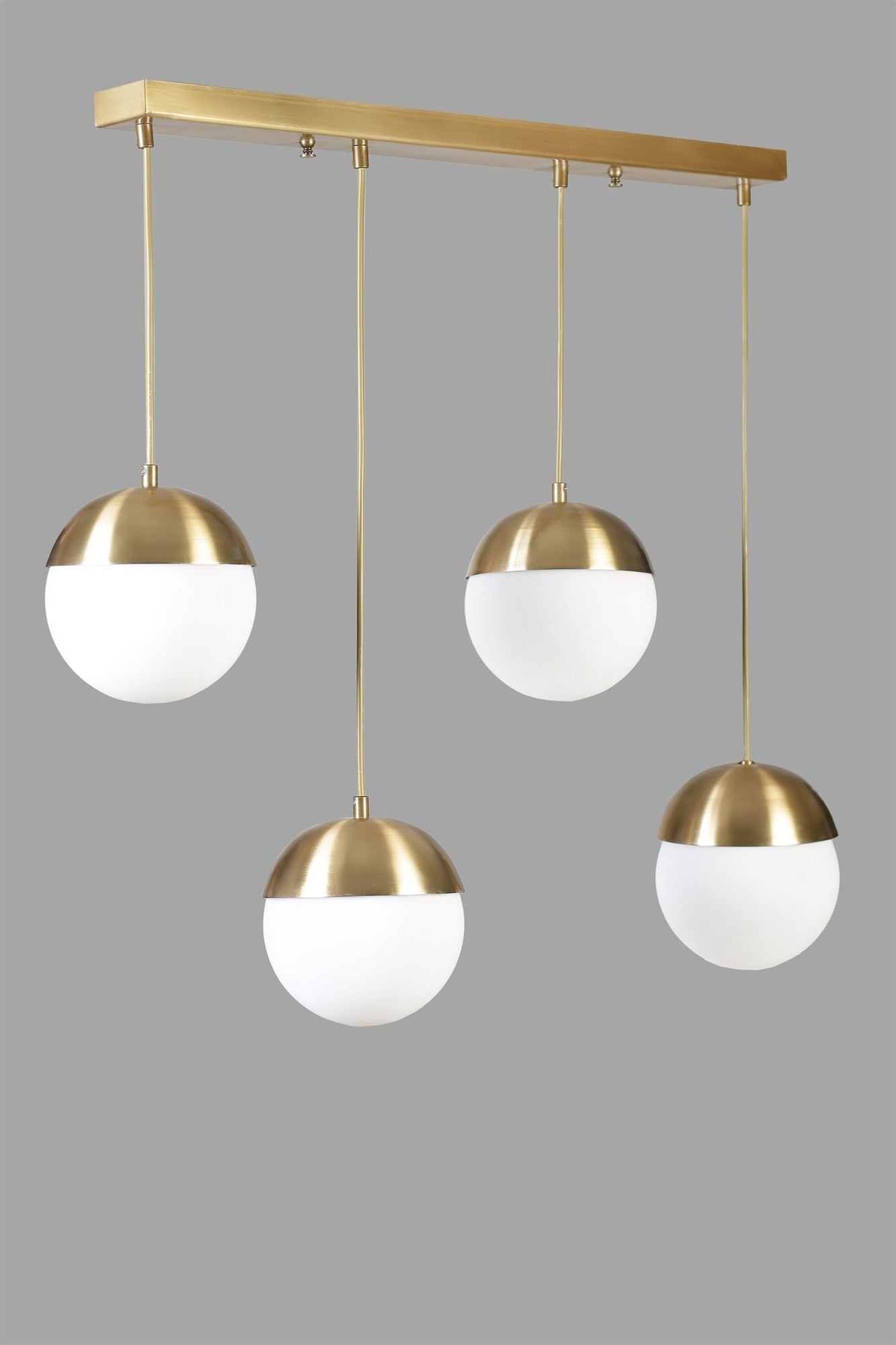 Luster, Küre 4 Lü Sıralı Eskitme Beyaz Camlı Sarkıt