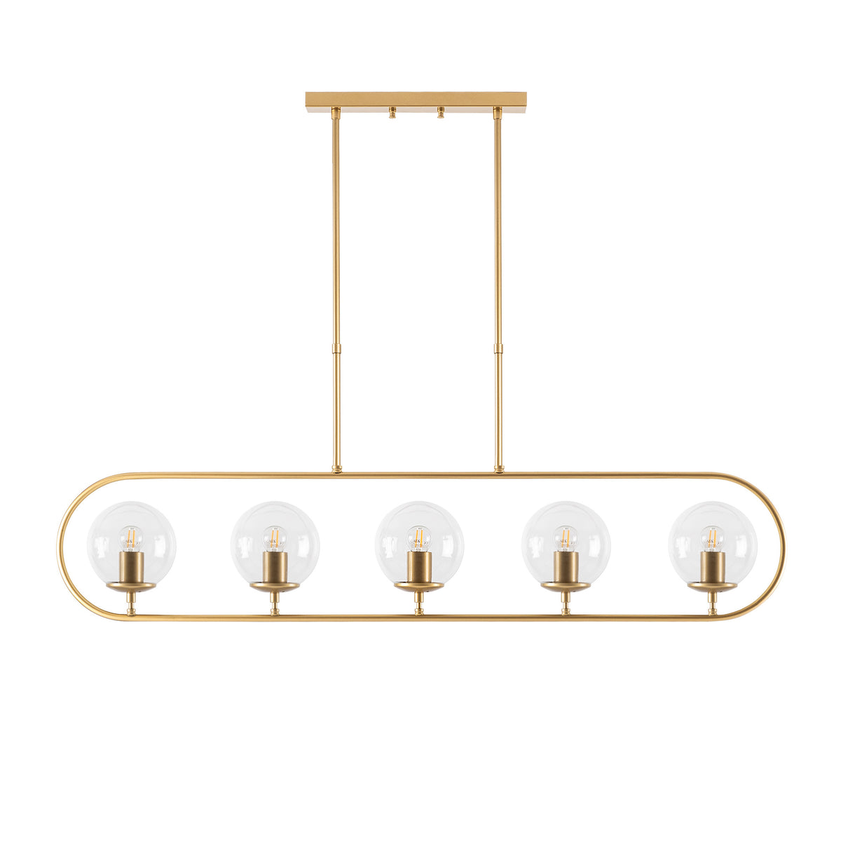 Vislica JEWEL 1 zlatna, metal- staklo, 122 x 15 cm, ukupna visina 49-91 cm, promjer kugli 15 cm, 5 x E14 15 W, Jewel - 10625