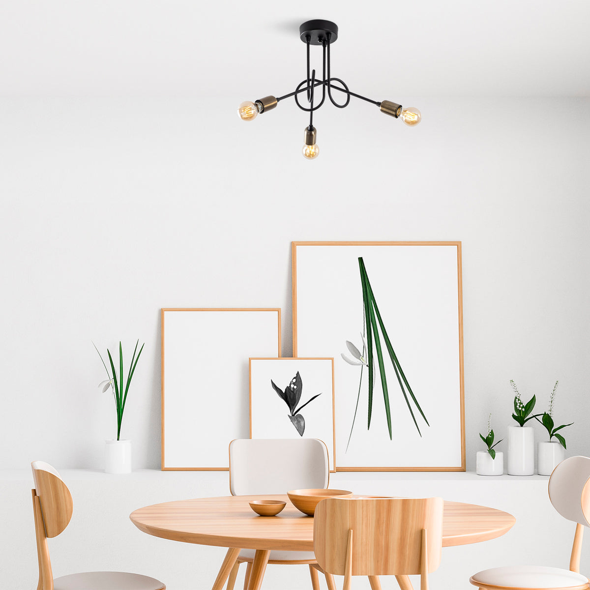 Stropna lampa VIRAJ metal 46 x 46 cm, visina 32 cm, 3 x E27 15 W, Viraj - 10875