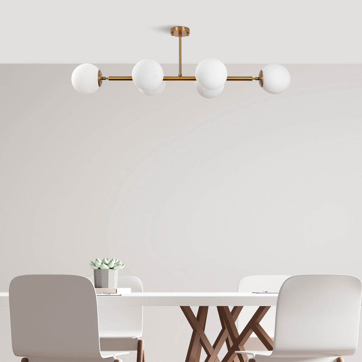 Stropna lampa FAZLI vintage, metal-staklo, 110 x 40 x 35 cm, promjer kugli 15 cm, 6 x E14 40 W, Fazli - 10501