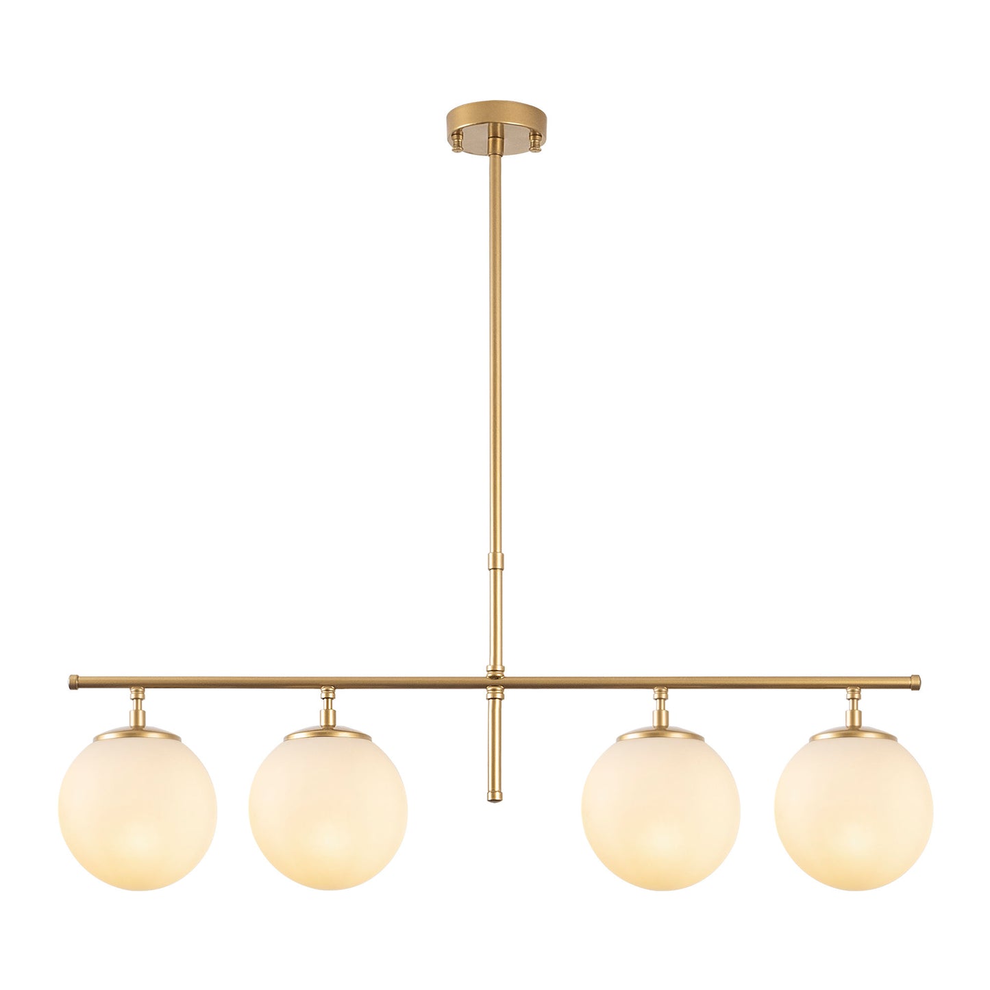 Vislica ROE zlatna, metal- staklo, 81 x 15 x 36-76 cm, podesiva visina, promjer kugli 15 cm, 4 x E14 40 W, Roe - 10780
