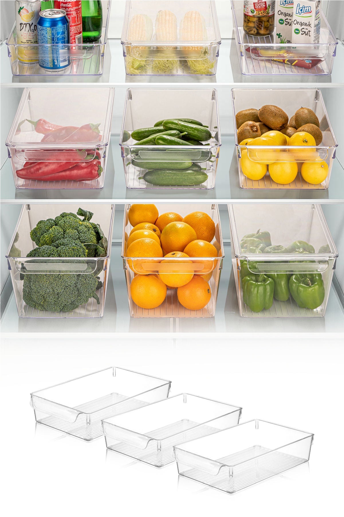 Set organizatora hladnjaka (3 komada), Transparentno, 726