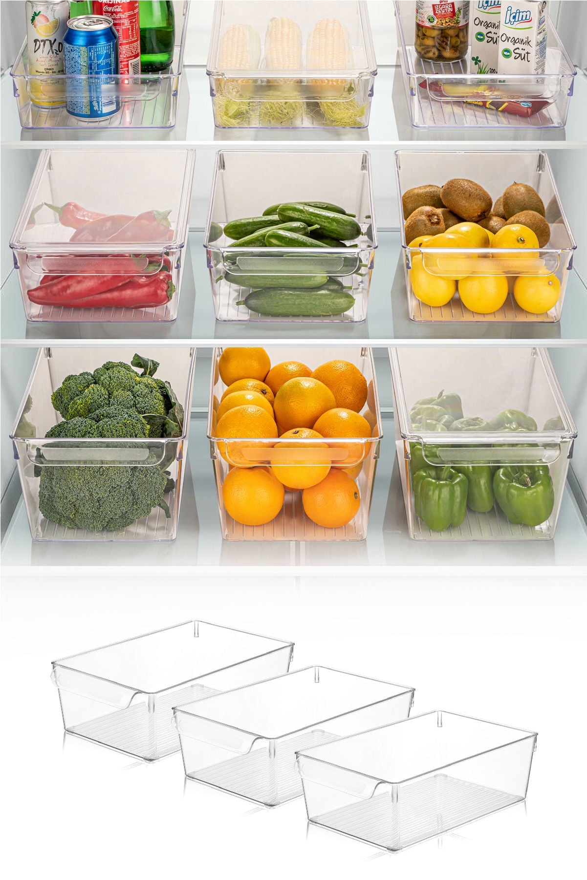 Set organizatora hladnjaka (3 komada), Transparentno, 727