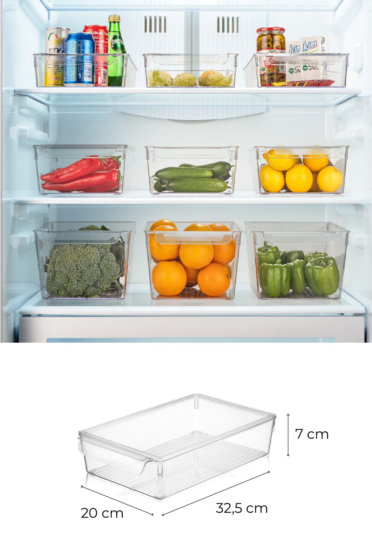 Set organizatora hladnjaka (3 komada), Transparentno, 729