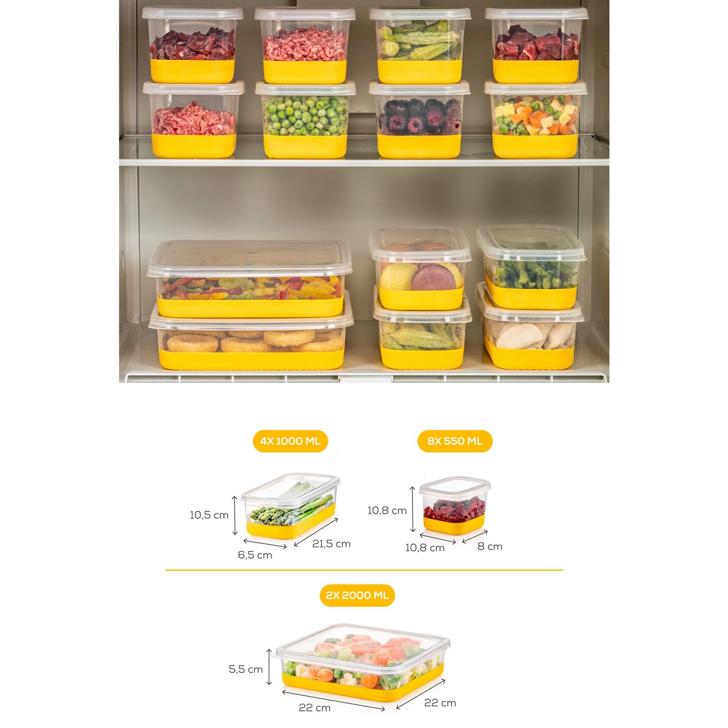 Set organizera za hladnjak (14 komada) 8A4B2C - žuti