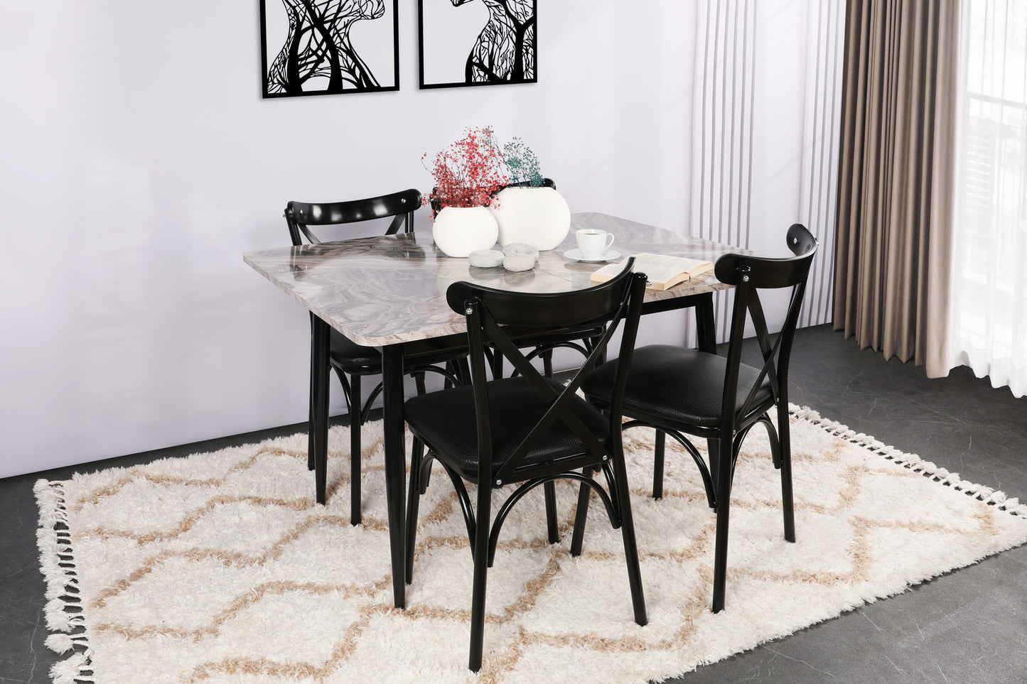 Set stolica (4 komada), Crno, Ekol 1331