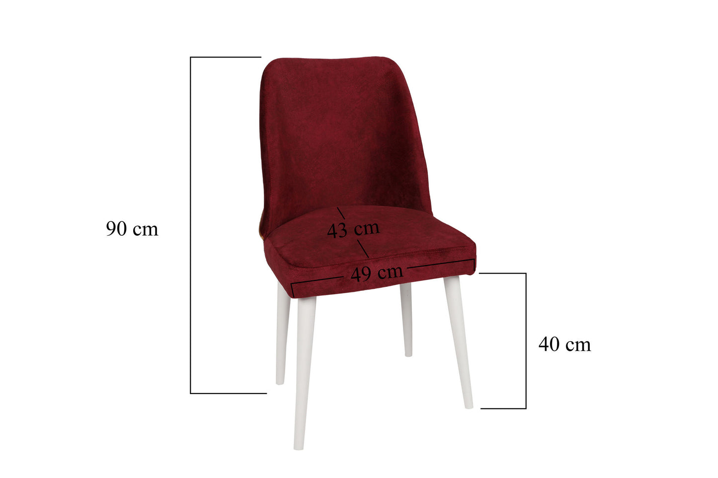 Set stolica (4 komada), Bordo crvena Bijela boja, Nova 782