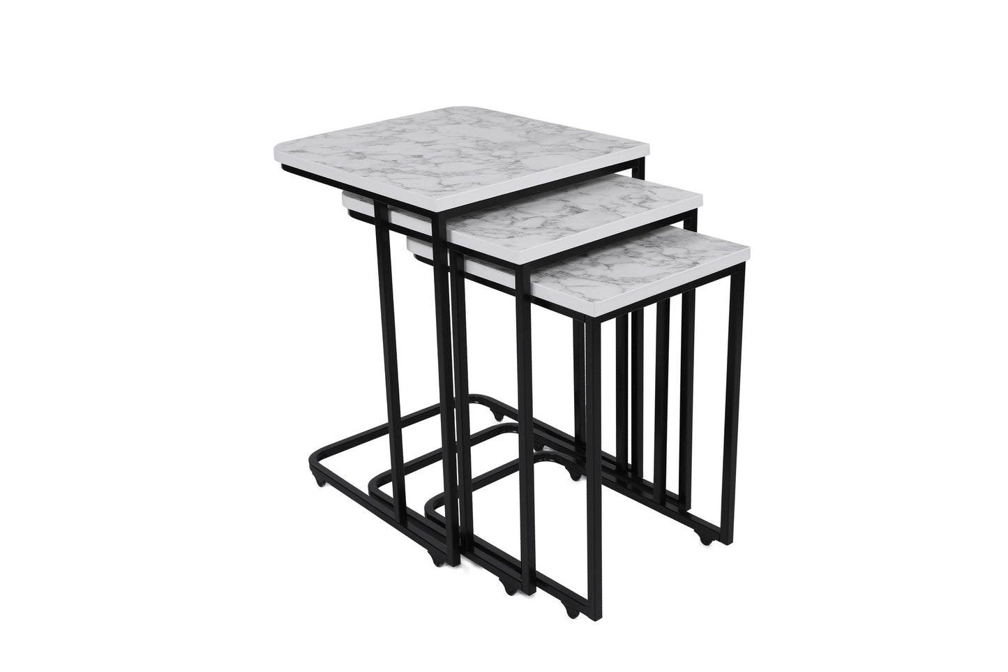 Stol za gniježđenje (3 komada), Bijela boja Crno, Ce Metal Zigon - 9404