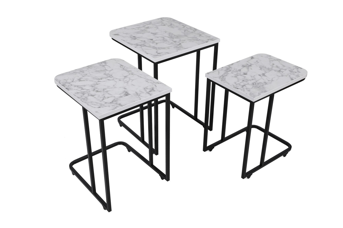Stol za gniježđenje (3 komada), Bijela boja Crno, Ce Metal Zigon - 9404
