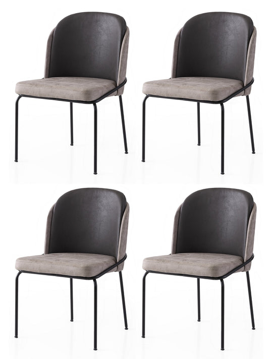 Set stolica (4 komada) 312, zlatna, crna, siva