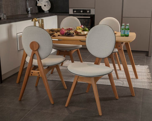 Set stola i stolica (5 komada) 276, hrast, bež