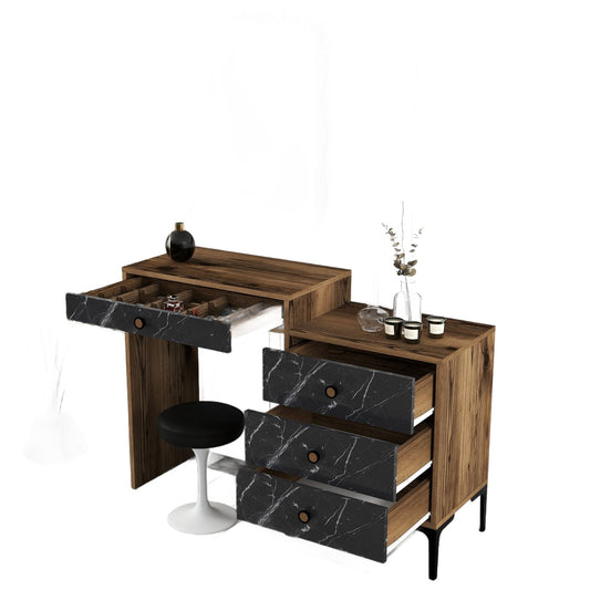 Stol za šminkanje, Lizbon 548 - Walnut, Black