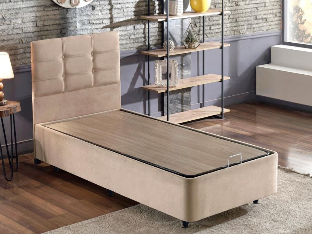 Osnova i uzglavlje kreveta za jednu osobu, Svijetlo smeđa, Polo - Light Brown (100 x 200)