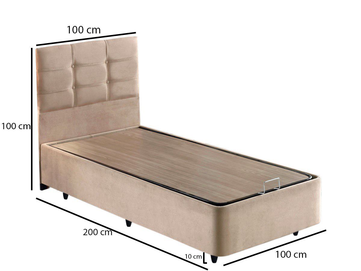 Osnova i uzglavlje kreveta za jednu osobu, Svijetlo smeđa, Polo - Light Brown (100 x 200)